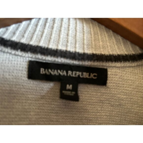 Banana Republic Med 1/4 Zip Knitted Cotton Pullover Light Gray - Picture 8 of 10